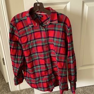 Lands End women’s button down long sleeved flannel shirt
